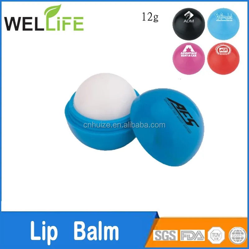 Ningbo factory Hot round ball shaped lip balm with SPF15