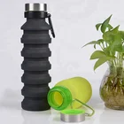 Factory private label silicone foldable collapsible sport water bottle