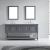 North America Hot Sale Light Grey Solid Wooden Dual Sink Bathroom Vanity