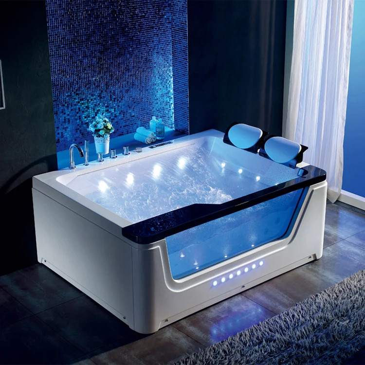 High quality glass bathroom Acrylic Whirlpool Massage Bathtub with TV