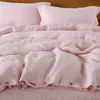 pink Linen Bedding Sets 100% Pure French Linen Duvet cover Sets Queen 3 piece ESASILK