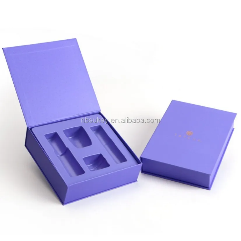 purple cosmetic lotions essential oil gift box with pvc tray