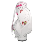 OEM White PU Leather Cart Golf Bag Waterproof Woman golf Bag Cart embroidery logo Stylish Lady Leather golf club Bag