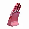 Colored painting kitchen knives set with beautiful block