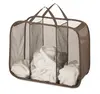3 cube section laundry hamper basket storage bag bin with easy carrier handle large capacity size dark light Separator