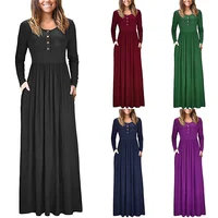China Factory Wholesale Autumn New Design Round Colla With Button Long Sleeve Maxi Dress Casual Women Dress
China Factory Wholesale Autumn New Design Round Colla With Button Long Sleeve Maxi Dress Casual Women Dress