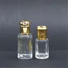 Wholesale empty perfume clear octagon attar glass essential oil 3ml 6ml 12 ml attar bottle roll on