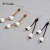 Artilady Women'sFreshwater Pearl Hook Earrings Dangle with 2 Pearls Drop Earring
