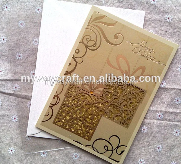 luxury laser cut hot stamping merry christmas decorative paper