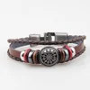 Handmade braided leather mens hand bracelet personalized vintage charm woven braided cow leather bracelet