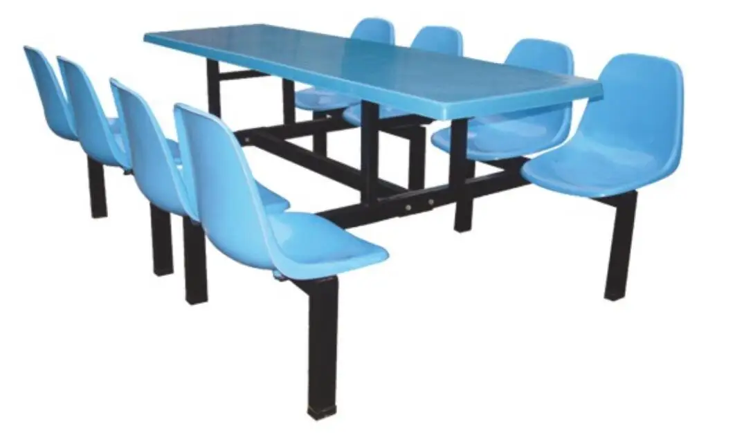 Modern School Canteen Dining Table And Seat Glass Dinner Table Eight
