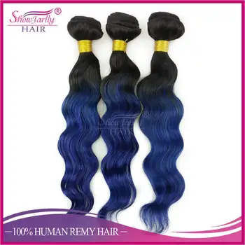 Aliexpress China Two Tone Human Hair 1b Blue Ombre Loose Wave