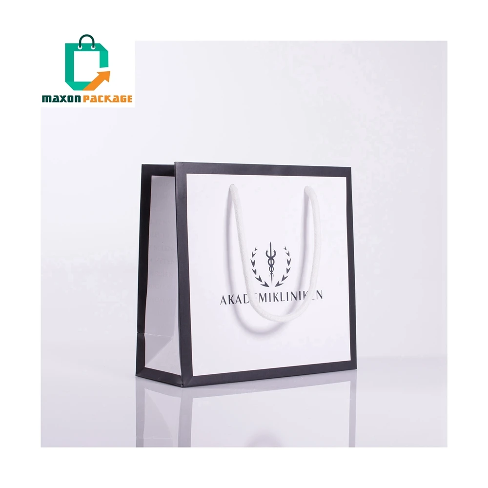 cheap white luxury ribbon handles gift shopping custom printed