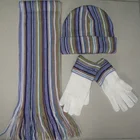 fashion winter warm men or women knitted hat scarf glove sets factory