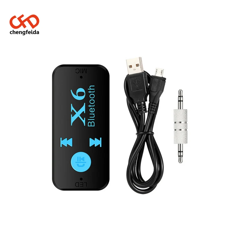 2019 Car Bluetooth X6 Music Receiver Adapter 3.5mm Jack Wireless Handsfree Car Kit With TF Card Reader Function - ANKUX Tech Co., Ltd