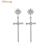 Fashion new model snowflake earrings alloy zircon copper crystal cross dangle earring