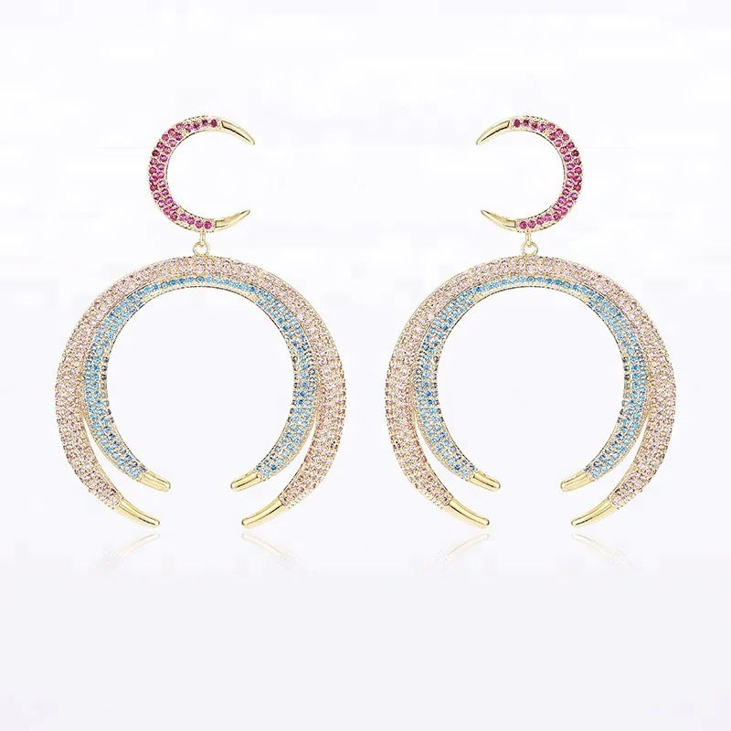 New Fashion Gold Plated Full Micro Pave Cubic Zirconia Luxury Half Moon Design Large Drop Earrings for Party, Gold;rose
New Fashion Gold Plated Full Micro Pave Cubic Zirconia Luxury Half Moon Design Large Drop Earrings for Party, Gold;rose