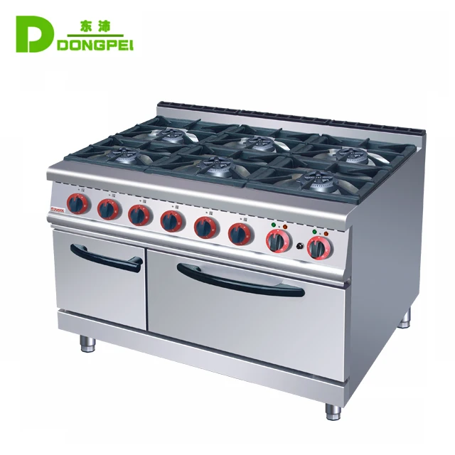Restaurant Kitchen Equipment Stainless Steel 6 Burner Commercial