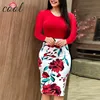 Color matching flower bag hip dress large size women's clothing print women floral indian long skirts