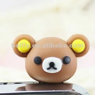2013 3D cute bear design silicone dust plug