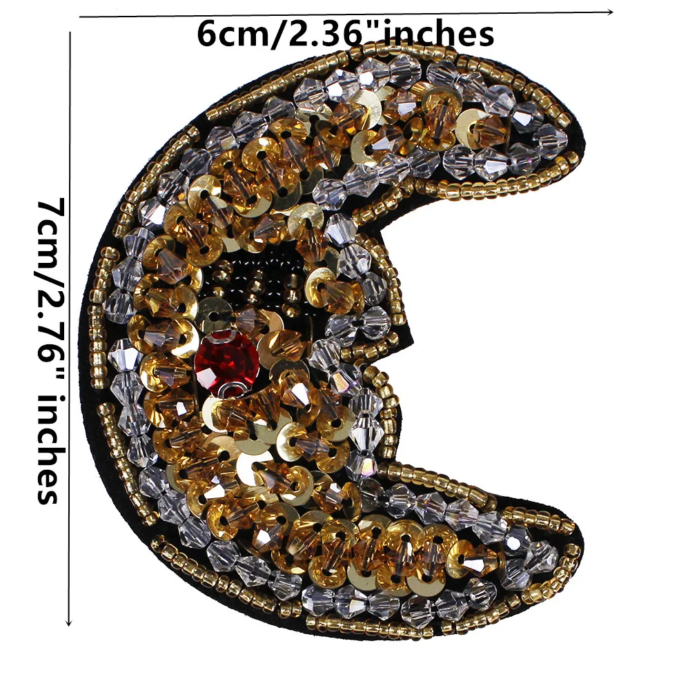 Fashion Beading Sequin Moon Sew On Patches For Clothing