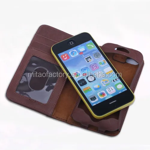 100% Genuine Leather Wallet Case for Iphone 5 5s Mobile Phone Bag Cover Luxury Book Style Card Holder