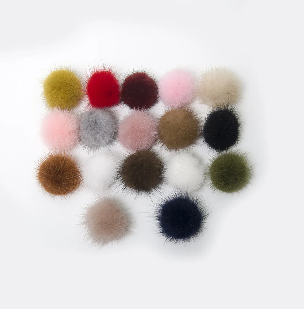China Mink Pom Pom Fur Ball For Hats Pompon Keychain