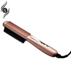 2019 New hot selling at US 2 in 1 electric hair straightener brush and curling iron comb