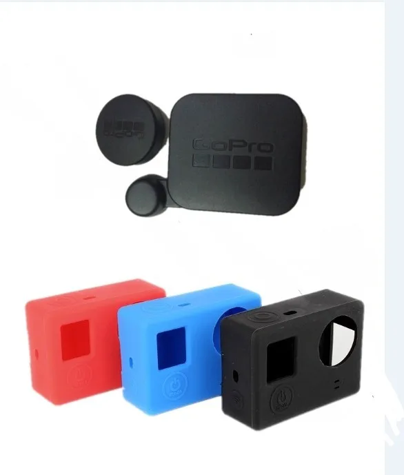 Silicon Gel Protective Case & Lens Cover for Gopro 4 3+ Protective Dirtproof Silicone Case Gopro accessories For GoPro hero4 3+