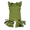 Boutifit stylish little girl olive green baby romper flutter sleeveless ruffle icing romper nice and beautiful high quality