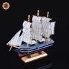 WR Vintage Style Wooden Sailing Ship Model Toy Quality Sailboats Crafts for Home Office Holiday Decoration 24*7*24cm