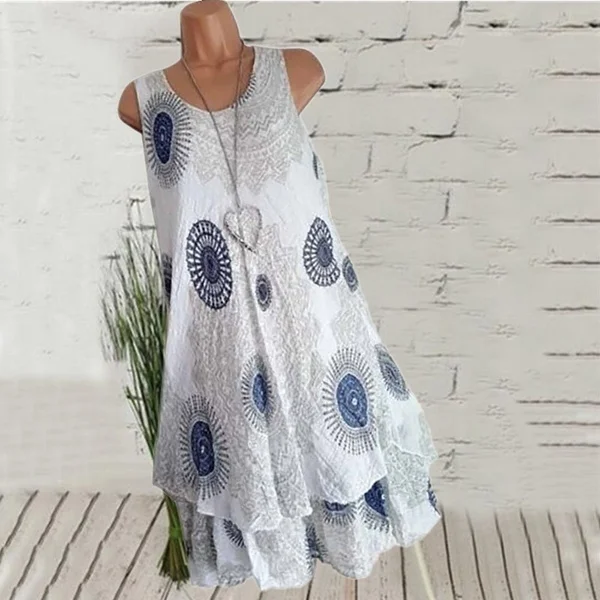 Women Summer Double-layer Printed Sleeveless Round Neck Dress Casual Plus Size Loose Sundress, As show
Women Summer Double-layer Printed Sleeveless Round Neck Dress Casual Plus Size Loose Sundress, As show