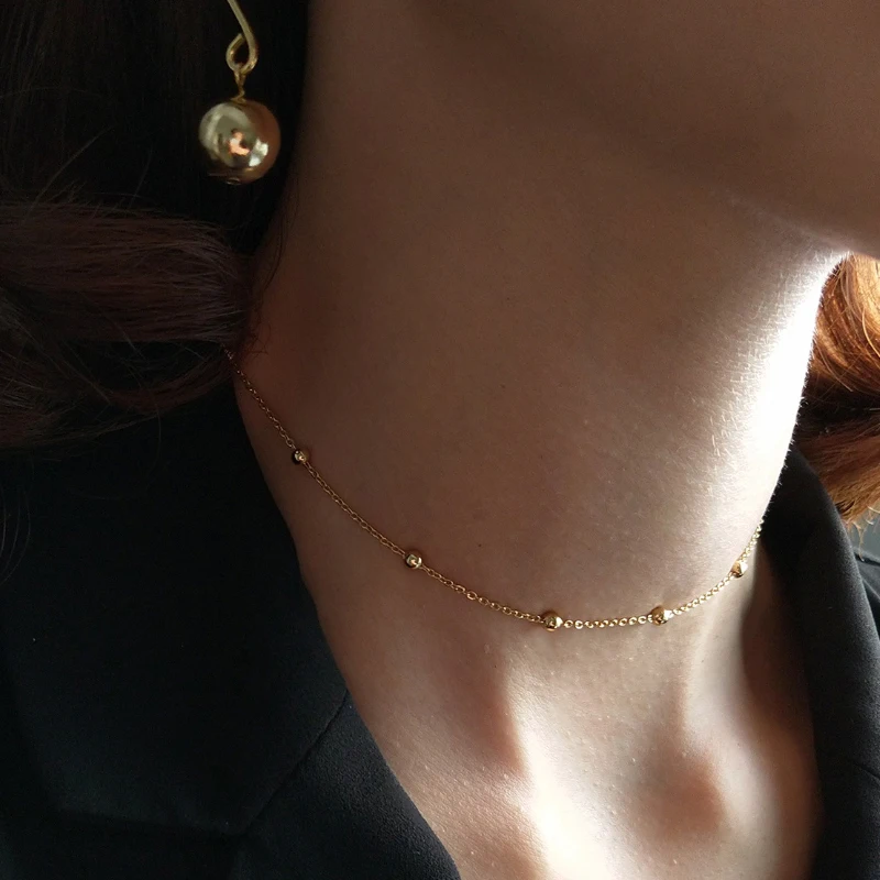 Hot Europe Style Pure 925 Sterling Silver Fashion Sexy Round Gold Beads Cross Clavicle Chain Necklace for Girl
Hot Europe Style Pure 925 Sterling Silver Fashion Sexy Round Gold Beads Cross Clavicle Chain Necklace for Girl