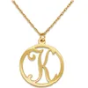 Yiwu Aceon Stainless steel Gold Over Initial Circle Necklace