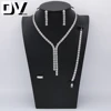 Bridal wedding jewelry set crystal simple duo linear drop necklace set