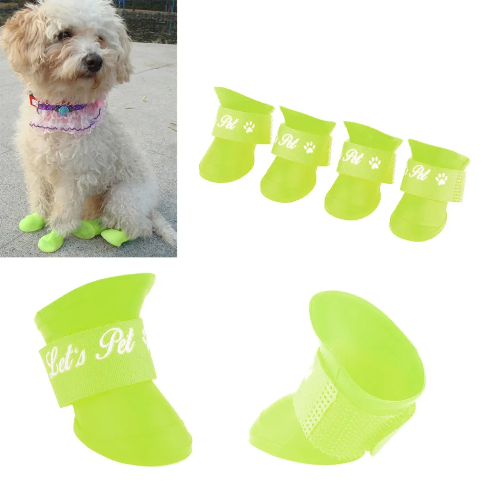 4PCS Waterproof Pet dog sandals spring and summer dog rain shoes small dogs teddy poodle boots Anti-Slip Paws Booties L