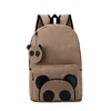 Hot Selling Girl and Boys Cute Cartoon Panda Bag Canvas and Leather Backpack for Teenager Girls