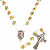 Brazil Lady Aparecida Centerpiece Catholic Copper Rhinestone Beaded Rosary Necklace For Gift