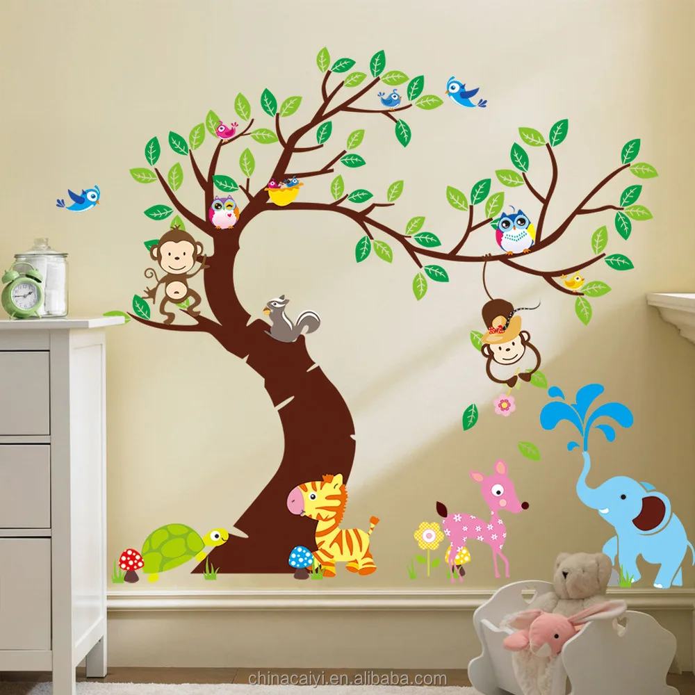 Kustom Removable Wallpaper Burung Hantu Pohon Stiker Dinding Untuk