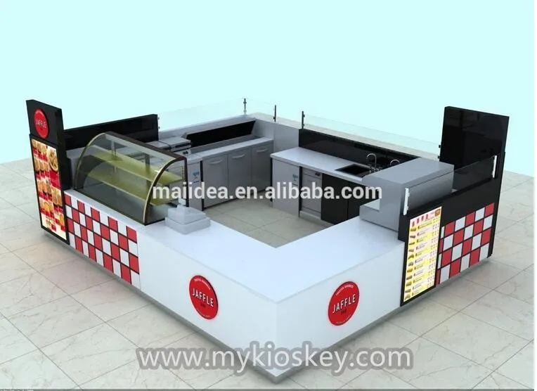 waffle / crepe food counter design for mall food kiosk