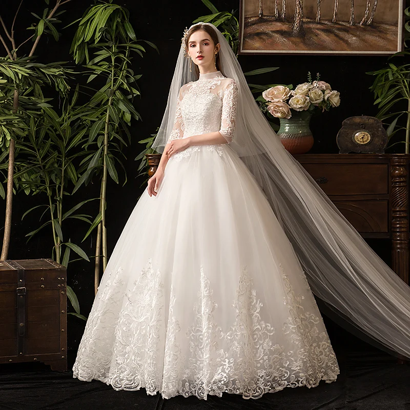 New Fashion Luxury Lace High neck Half sleeve Floor-Length Hemline and Bride Use Wedding Dress Bridal Gown
New Fashion Luxury Lace High neck Half sleeve Floor-Length Hemline and Bride Use Wedding Dress Bridal Gown