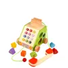 Hot sale Multifunction drag telephone 3D puzzles wooden toys