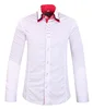 Collar Strips 100% Cotton Red Contrast White And Cuff Office Newly Stripe Long Sleeve Shirts For Men