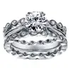 PES Fashion Jewelry! White Gold Forever Brilliant Moissanite Diamond Antique Flower 3-piece Ring Set (PES6-1686)