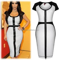 Newest woman bodycon career dress white black patchwork office dress short sleeve office wear A700
Newest woman bodycon career dress white black patchwork office dress short sleeve office wear A700