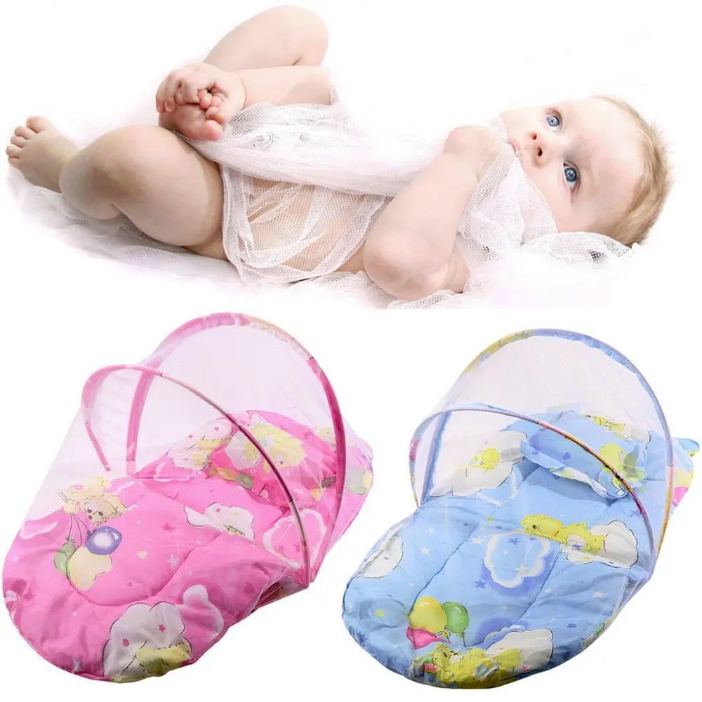 1pc Baby Crib Netting Bed Crib Folding Mosquito Net Infant Cushion Mattress Pillow Baby Bed Wholesale