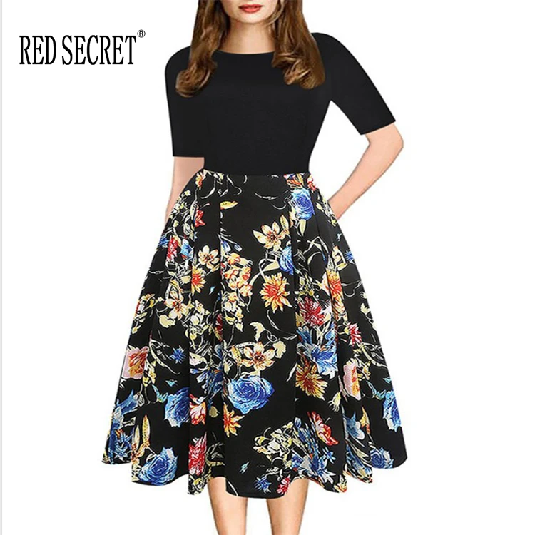 Woman Elegant Patchwork Puffy Swing Dress Floral Print plus size Vintage Midi Dress With Pockets
Woman Elegant Patchwork Puffy Swing Dress Floral Print plus size Vintage Midi Dress With Pockets