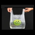 Smiley vest clear plastic bag custom logo recycled plastic bag for supermarket restaurant takeaway plastic garbage bag