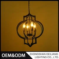 European Black Iron Pendant Lamp Hotel