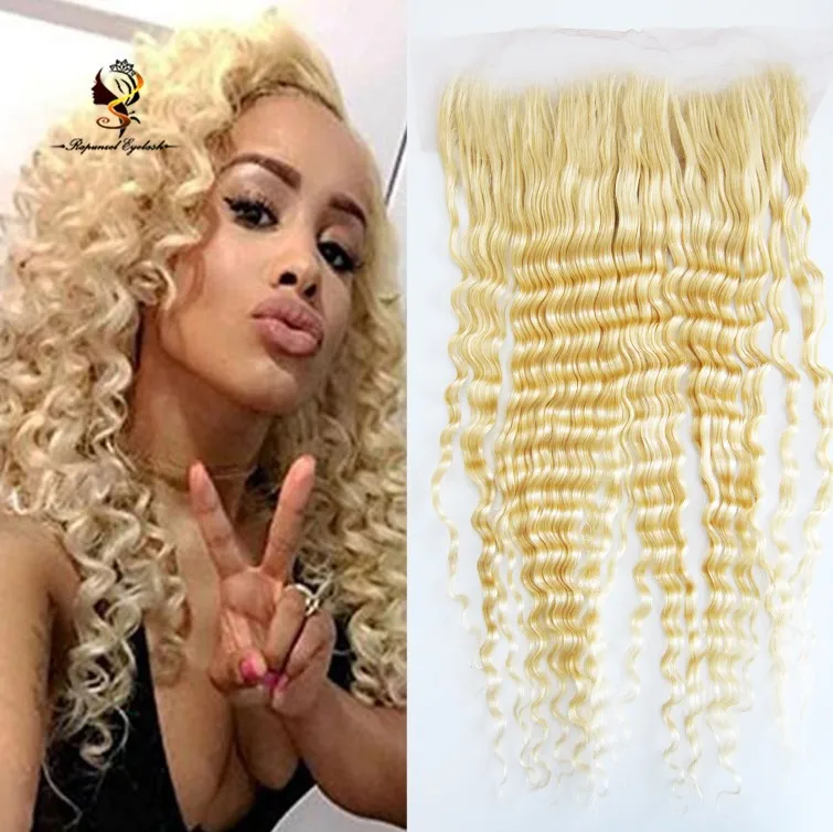 

Blonde Frontal Lace Closure with Baby Hair Ear to Ear Frontals Human Hair 13x4 Free Part Deep Wave transparent 613 lace frontal